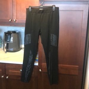 Nasty Gal Black Leggings Faux Leather Patches